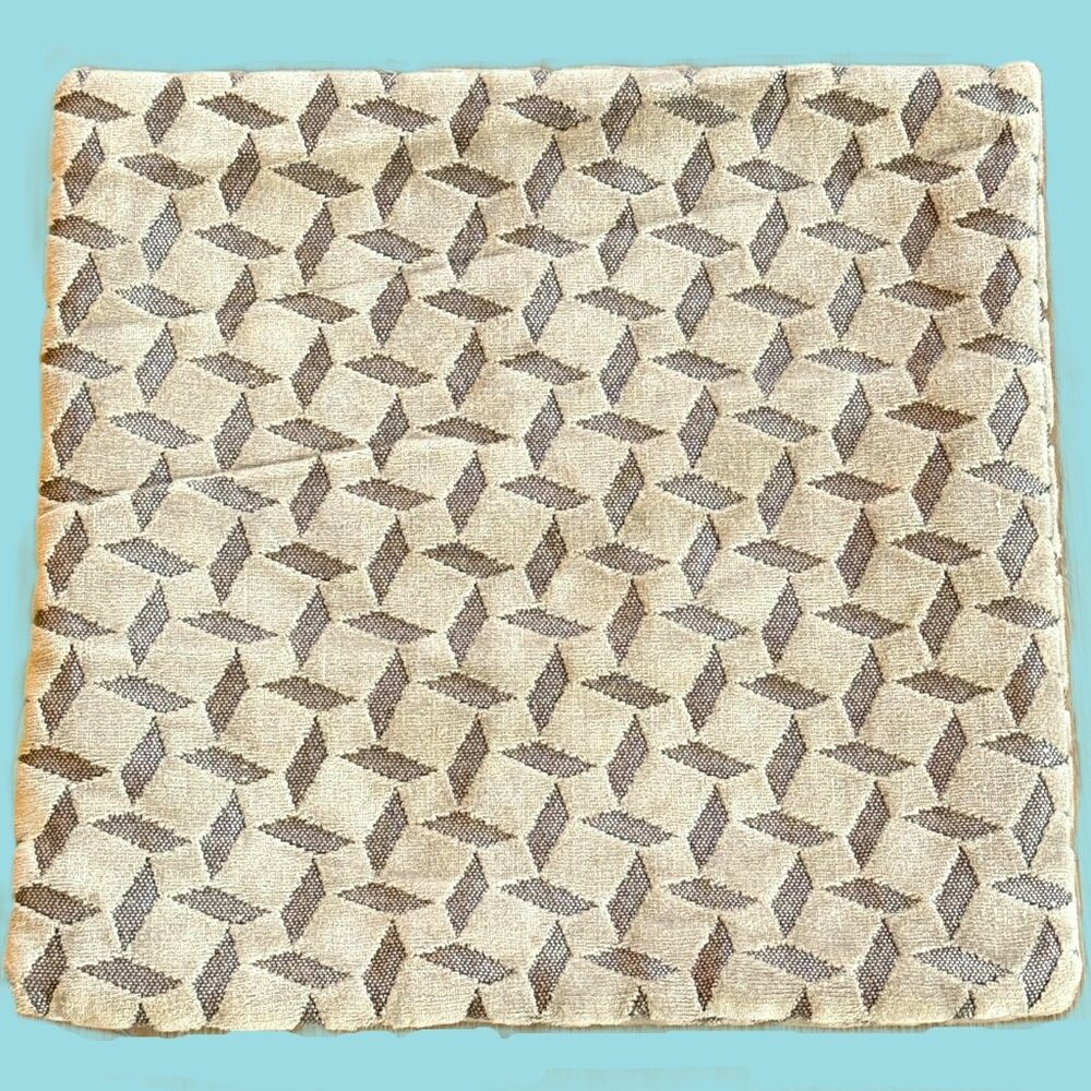 West Elm Tan Jacquard Geometric Pillow Cover 18x18 Modern Mixed Textures